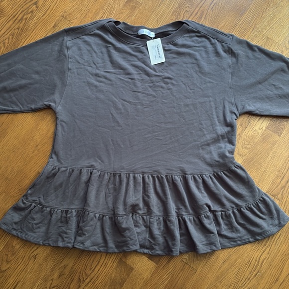 NWT Lassiter Ruffled Sweatshirt Dress in Charcoal - Picture 2 of 15